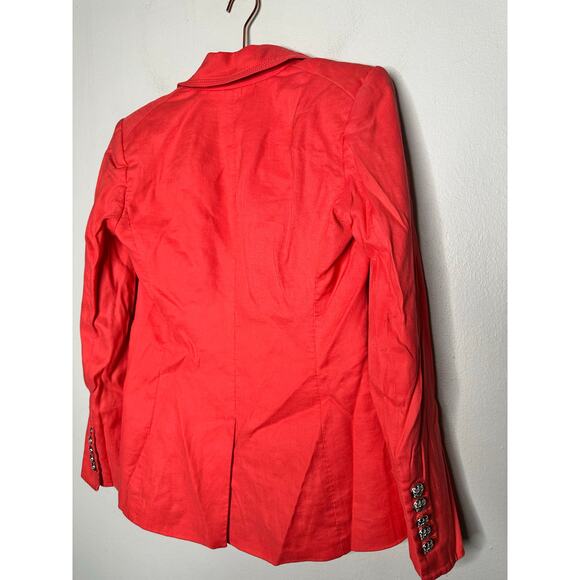 VERONICA BEARD Melon Red Linen Blend Sedgwick Dicky Jacket Blazer Size 2 - Picture 5 of 16